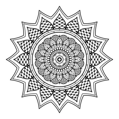 Mandala dekoratif yuvarlak süs. Tebrik kartı, telefon kılıfı baskı, vb için kullanılabilir. Elle çizilmiş arka plan, vektör beyaz izole. Eps 10 