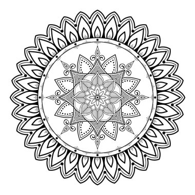 Mandala dekoratif yuvarlak süs. Tebrik kartı, telefon kılıfı baskı, vb için kullanılabilir. Elle çizilmiş arka plan, vektör beyaz izole. Eps 10 