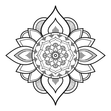 Mandala dekoratif yuvarlak süs. Tebrik kartı, telefon kılıfı baskı, vb için kullanılabilir. Elle çizilmiş arka plan, vektör beyaz izole. Eps 10 