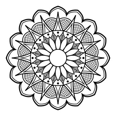 Mandala dekoratif yuvarlak süs. Tebrik kartı, telefon kılıfı baskı, vb için kullanılabilir. Elle çizilmiş arka plan, vektör beyaz izole. Eps 10 