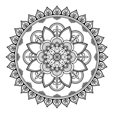 Mandala dekoratif yuvarlak süs. Tebrik kartı, telefon kılıfı baskı, vb için kullanılabilir. Elle çizilmiş arka plan, vektör beyaz izole. Eps 10 