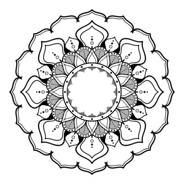 Mandala dekoratif yuvarlak süs. Tebrik kartı, telefon kılıfı baskı, vb için kullanılabilir. Elle çizilmiş arka plan, vektör beyaz izole. Eps 10 