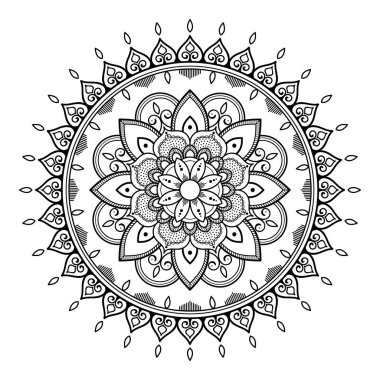Mandala dekoratif yuvarlak süs. Tebrik kartı, telefon kılıfı baskı, vb için kullanılabilir. Elle çizilmiş arka plan, vektör beyaz izole. Eps 10 