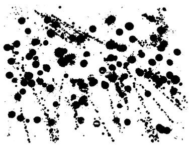 Siyah boya damlaları sıçrar.