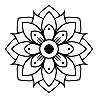 Mandala dekoratif yuvarlak süs. Tebrik kartı, telefon kılıfı baskı, vb için kullanılabilir. Elle çizilmiş arka plan, vektör beyaz izole. Eps 10 