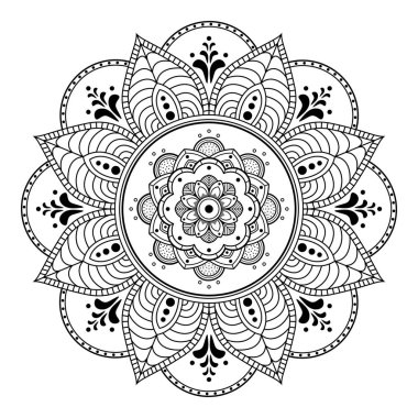Mandala dekoratif yuvarlak süs. Tebrik kartı, telefon kılıfı baskı, vb için kullanılabilir. Elle çizilmiş arka plan, vektör beyaz izole. Eps 10 