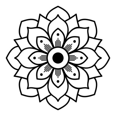 Mandala dekoratif yuvarlak süs. Tebrik kartı, telefon kılıfı baskı, vb için kullanılabilir. Elle çizilmiş arka plan, vektör beyaz izole. Eps 10 