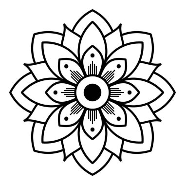 Mandala dekoratif yuvarlak süs. Tebrik kartı, telefon kılıfı baskı, vb için kullanılabilir. Elle çizilmiş arka plan, vektör beyaz izole. Eps 10 