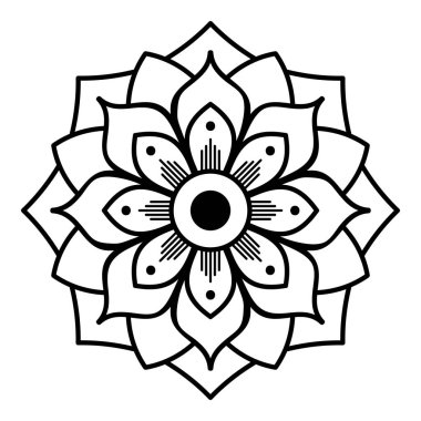 Mandala dekoratif yuvarlak süs. Tebrik kartı, telefon kılıfı baskı, vb için kullanılabilir. Elle çizilmiş arka plan, vektör beyaz izole. Eps 10 