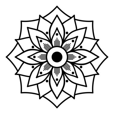 Mandala dekoratif yuvarlak süs. Tebrik kartı, telefon kılıfı baskı, vb için kullanılabilir. Elle çizilmiş arka plan, vektör beyaz izole. Eps 10 