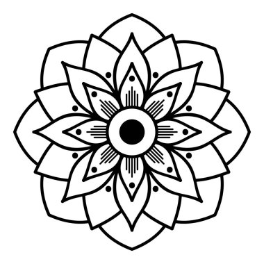 Mandala dekoratif yuvarlak süs. Tebrik kartı, telefon kılıfı baskı, vb için kullanılabilir. Elle çizilmiş arka plan, vektör beyaz izole. Eps 10 