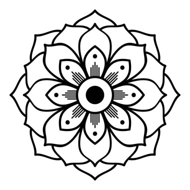 Mandala dekoratif yuvarlak süs. Tebrik kartı, telefon kılıfı baskı, vb için kullanılabilir. Elle çizilmiş arka plan, vektör beyaz izole. Eps 10 