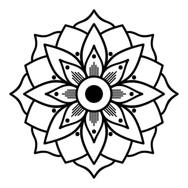 Mandala dekoratif yuvarlak süs. Tebrik kartı, telefon kılıfı baskı, vb için kullanılabilir. Elle çizilmiş arka plan, vektör beyaz izole. Eps 10 