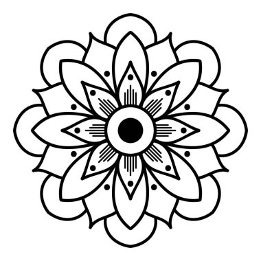 Mandala dekoratif yuvarlak süs. Tebrik kartı, telefon kılıfı baskı, vb için kullanılabilir. Elle çizilmiş arka plan, vektör beyaz izole. Eps 10 