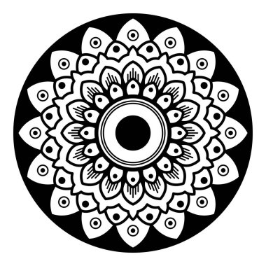 Boyama kitabı, tebrik kartı, telefon kılıfı baskısı için mandala şeklinde dairesel desen. Stres önleyici terapi kalıpları, yetişkinler için boyama. El çizimi arkaplan, soyut yuvarlak süs.