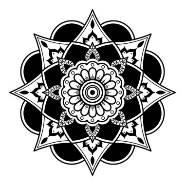 Boyama kitabı, tebrik kartı, telefon kılıfı baskısı için mandala şeklinde dairesel desen. Stres önleyici terapi kalıpları, yetişkinler için boyama. El çizimi arkaplan, soyut yuvarlak süs.