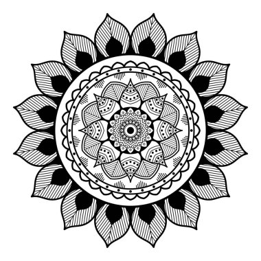 Boyama kitabı, tebrik kartı, telefon kılıfı baskısı için mandala şeklinde dairesel desen. Stres önleyici terapi kalıpları, yetişkinler için boyama. El çizimi arkaplan, soyut yuvarlak süs.