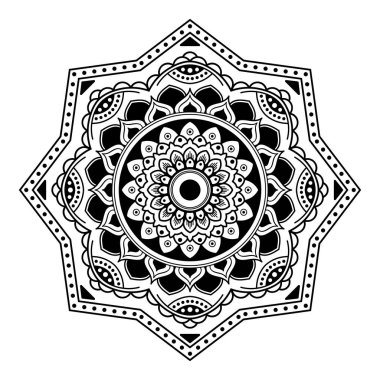 Mandala dekoratif yuvarlak süs. Tebrik kartı, telefon kılıfı baskı, vb için kullanılabilir. Elle çizilmiş arka plan, vektör beyaz izole. Eps 10 