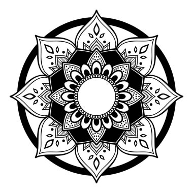 Mandala dekoratif yuvarlak süs. Tebrik kartı, telefon kılıfı baskı, vb için kullanılabilir. Elle çizilmiş arka plan, vektör beyaz izole. Eps 10 