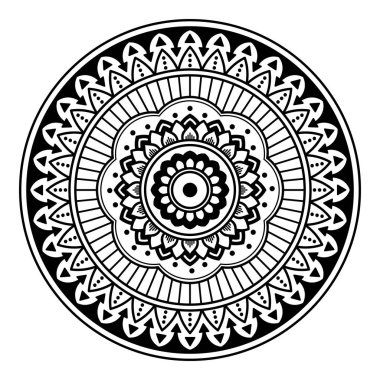 Mandala dekoratif yuvarlak süs. Tebrik kartı, telefon kılıfı baskı, vb için kullanılabilir. Elle çizilmiş arka plan, vektör beyaz izole. Eps 10 