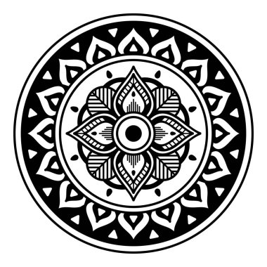 Mandala dekoratif yuvarlak süs. Tebrik kartı, telefon kılıfı baskı, vb için kullanılabilir. Elle çizilmiş arka plan, vektör beyaz izole. Eps 10 