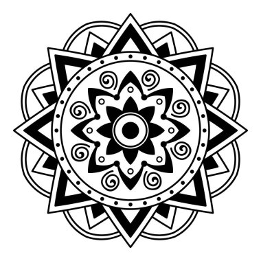 Mandala dekoratif yuvarlak süs. Tebrik kartı, telefon kılıfı baskı, vb için kullanılabilir. Elle çizilmiş arka plan, vektör beyaz izole. Eps 10 