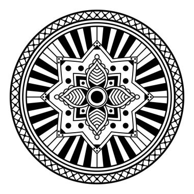 Mandala dekoratif yuvarlak süs. Tebrik kartı, telefon kılıfı izi vb. için kullanılabilir. El çizimi arkaplan