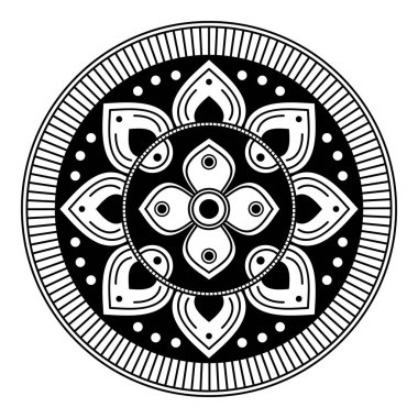 Mandala dekoratif yuvarlak süs. Tebrik kartı, telefon kılıfı izi vb. için kullanılabilir. El çizimi arkaplan