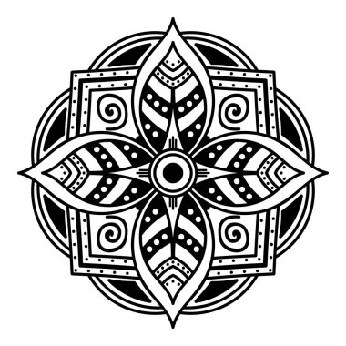 Mandala dekoratif yuvarlak süs. Tebrik kartı, telefon kılıfı izi vb. için kullanılabilir. El çizimi arkaplan