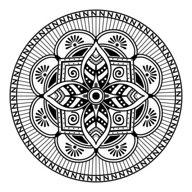 Mandala dekoratif yuvarlak süs. Tebrik kartı, telefon kılıfı izi vb. için kullanılabilir. El çizimi arkaplan