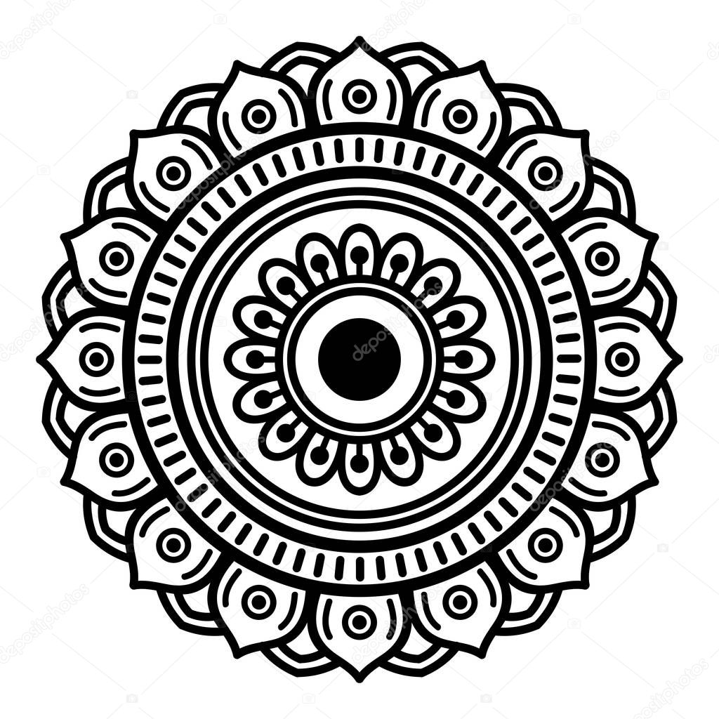 Ethnic Mandala Ornament. Arabic, Pakistan, Moroccan, Turkish, Indian, Spain motifs