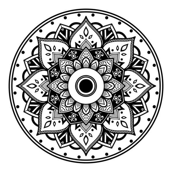 Декоративний Круглий Орнамент Чорно Білий Ізольований Білому Гарна Прикраса Свята — стоковий вектор