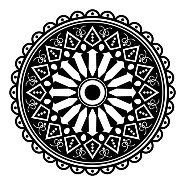 Decoratieve Ronde Ornament Zwart Wit Geïsoleerd Wit Goede Decoratie Voor — Stockvector