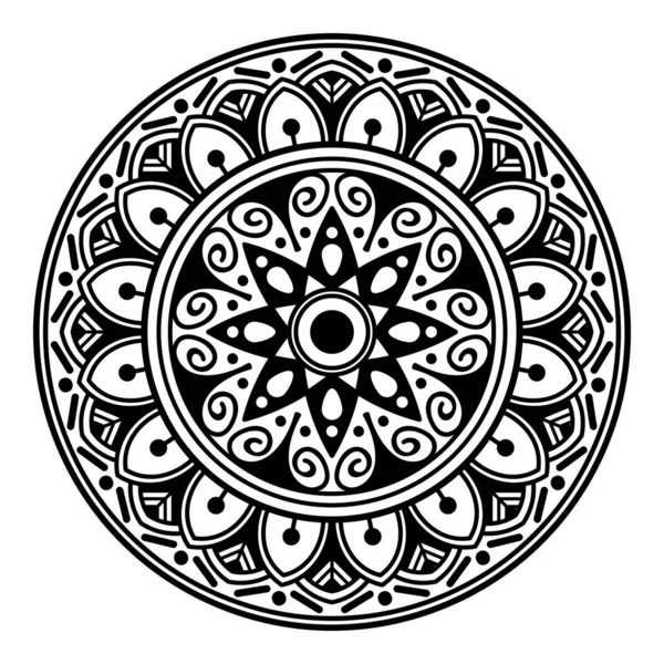 Декоративний Круглий Орнамент Чорно Білий Ізольований Білому Гарна Прикраса Свята — стоковий вектор
