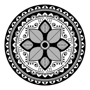 Mandala dekoratif yuvarlak süs. Tebrik kartı, telefon kılıfı baskı, vb için kullanılabilir. Elle çizilmiş arka plan, vektör beyaz izole. Eps 10 
