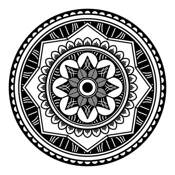 Mandala Seamless Pattern Black White Islam Arabic Pakistan Moroccan Turkish — Stock Vector