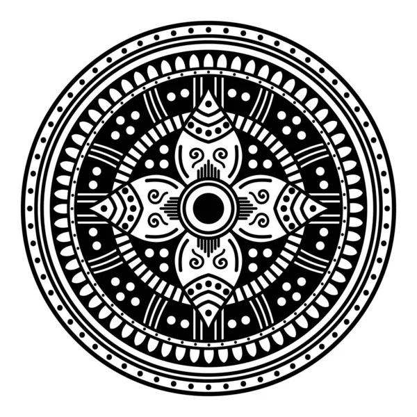 Mandala Seamless Pattern Black White Islam Arabic Pakistan Moroccan Turkish — 스톡 벡터