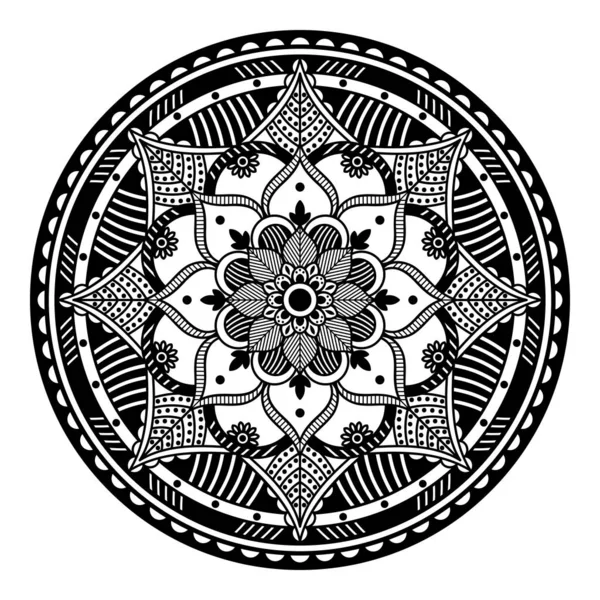 Mandala Varrat Nélküli Minta Fekete Fehér Iszlám Arab Pakisztáni Marokkói — Stock Vector