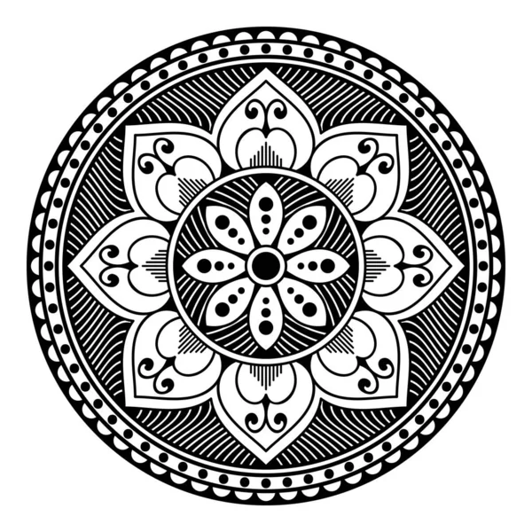 Mandala Varrat Nélküli Minta Fekete Fehér Iszlám Arab Pakisztáni Marokkói — Stock Vector