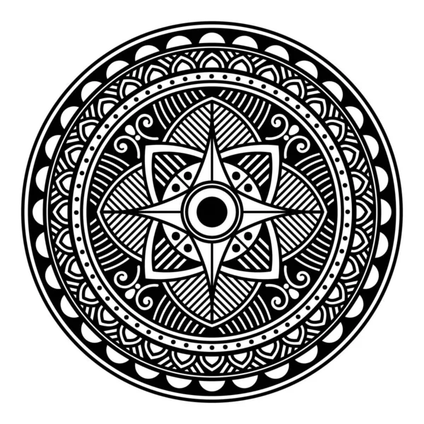 Mandala Motif Sans Couture Noir Blanc Islam Arabe Pakistan Marocain — Image vectorielle