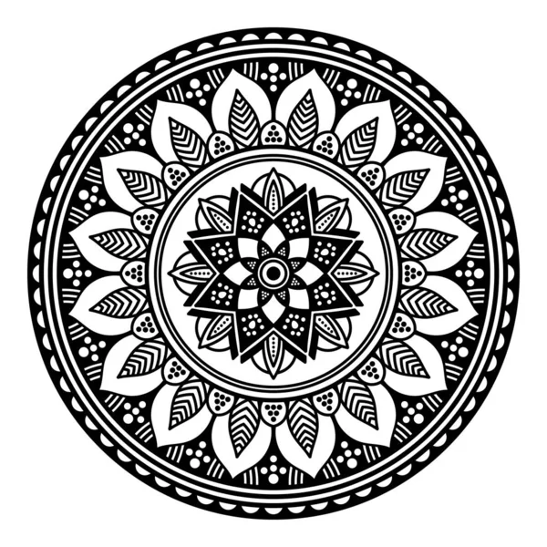 Mandala Seamless Pattern Black White Islam Arabic Pakistan Moroccan Turkish — 스톡 벡터