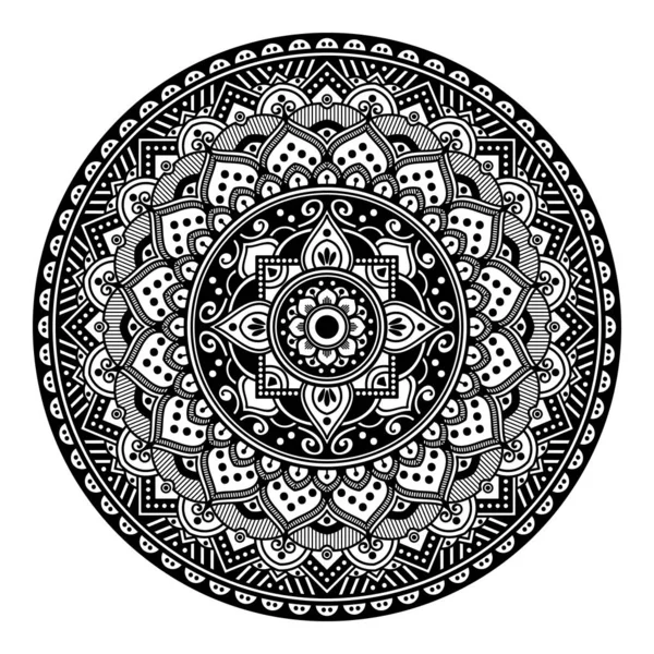 Mandala Varrat Nélküli Minta Fekete Fehér Iszlám Arab Pakisztáni Marokkói — Stock Vector