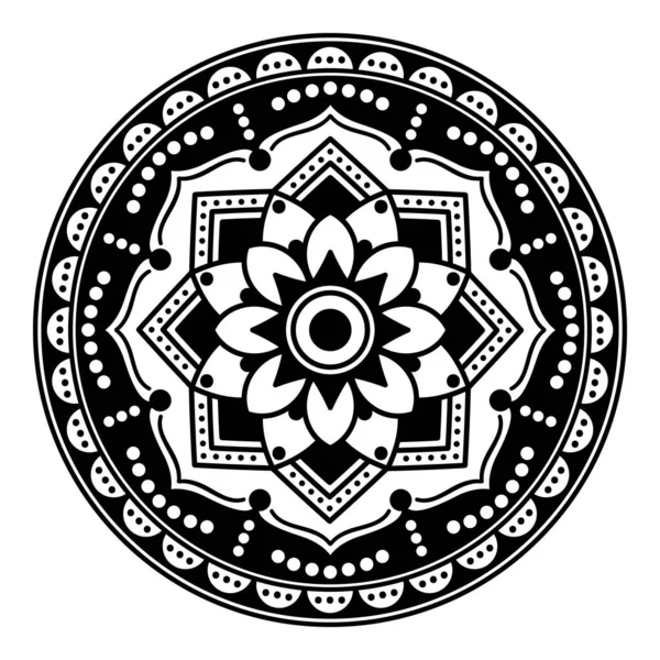 Mandala Seamless Pattern Black White Islam Arabic Pakistan Moroccan Turkish — Stock Vector