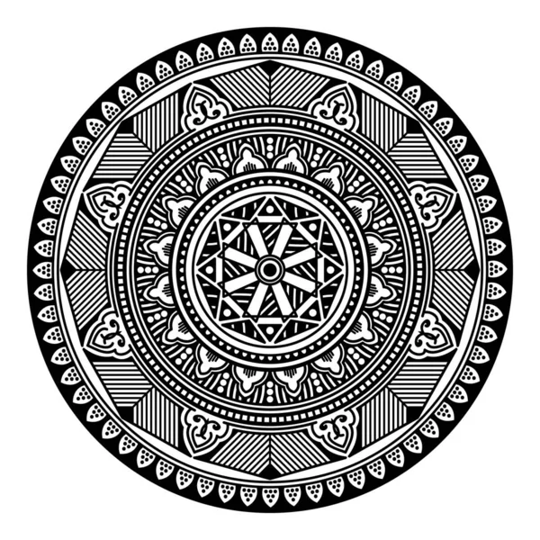 Mandala Motif Sans Couture Noir Blanc Islam Arabe Pakistan Marocain — Image vectorielle