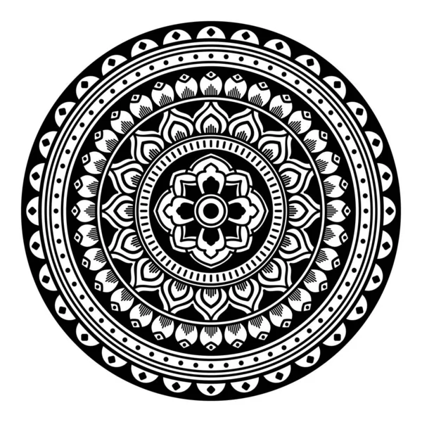 Mandala Modello Senza Cuciture Bianco Nero Islam Arabo Pakistan Motivi — Vettoriale Stock