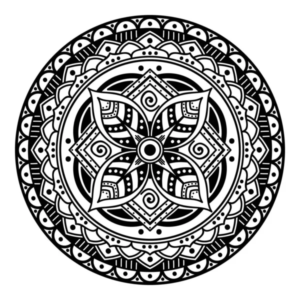 Mandala Motif Sans Couture Noir Blanc Islam Arabe Pakistan Marocain — Image vectorielle