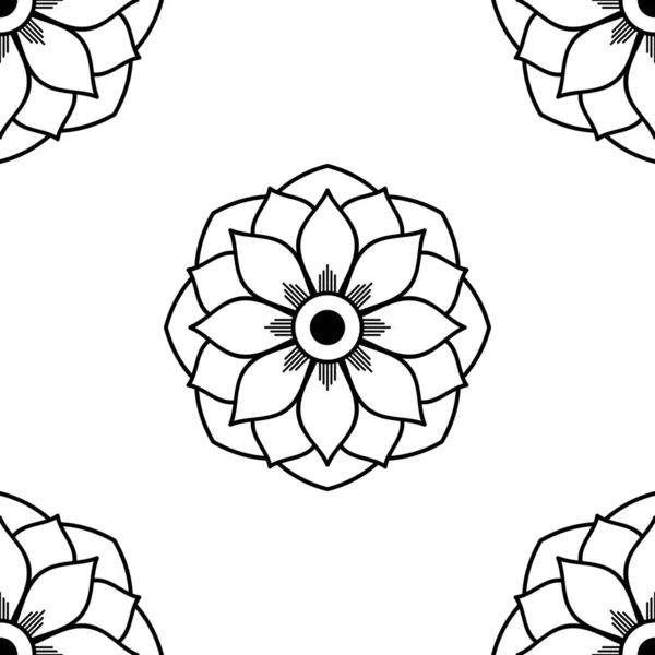 Patrón Sin Costuras Mandala Blanco Negro Islam Árabe Pakistán Marroquí — Vector de stock