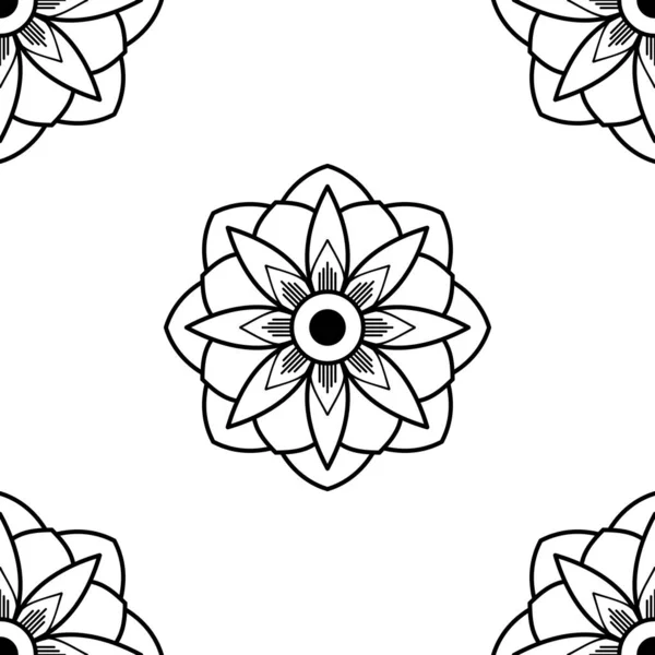 Patrón Sin Costuras Mandala Blanco Negro Islam Árabe Pakistán Marroquí — Vector de stock