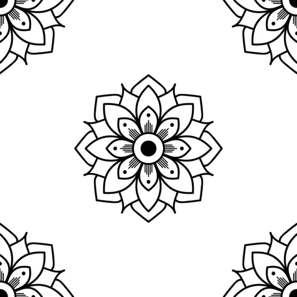 Patrón Sin Costuras Mandala Blanco Negro Islam Árabe Pakistán Marroquí — Vector de stock