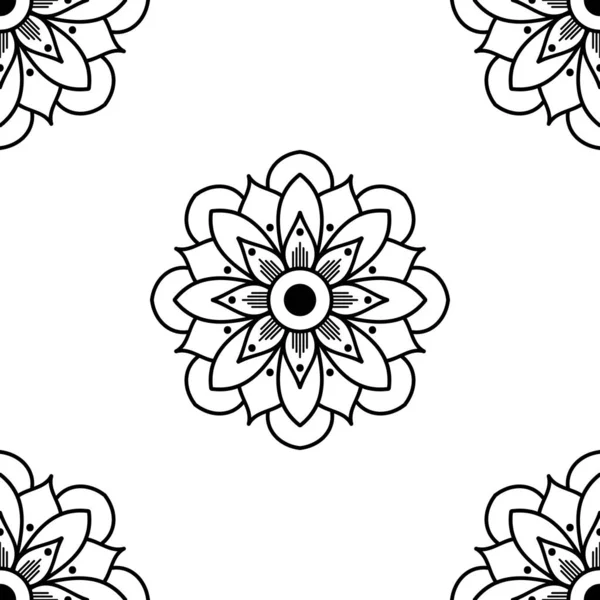 Mandala Seamless Pattern Black White Islam Arabic Pakistan Moroccan Turkish — Stock Vector